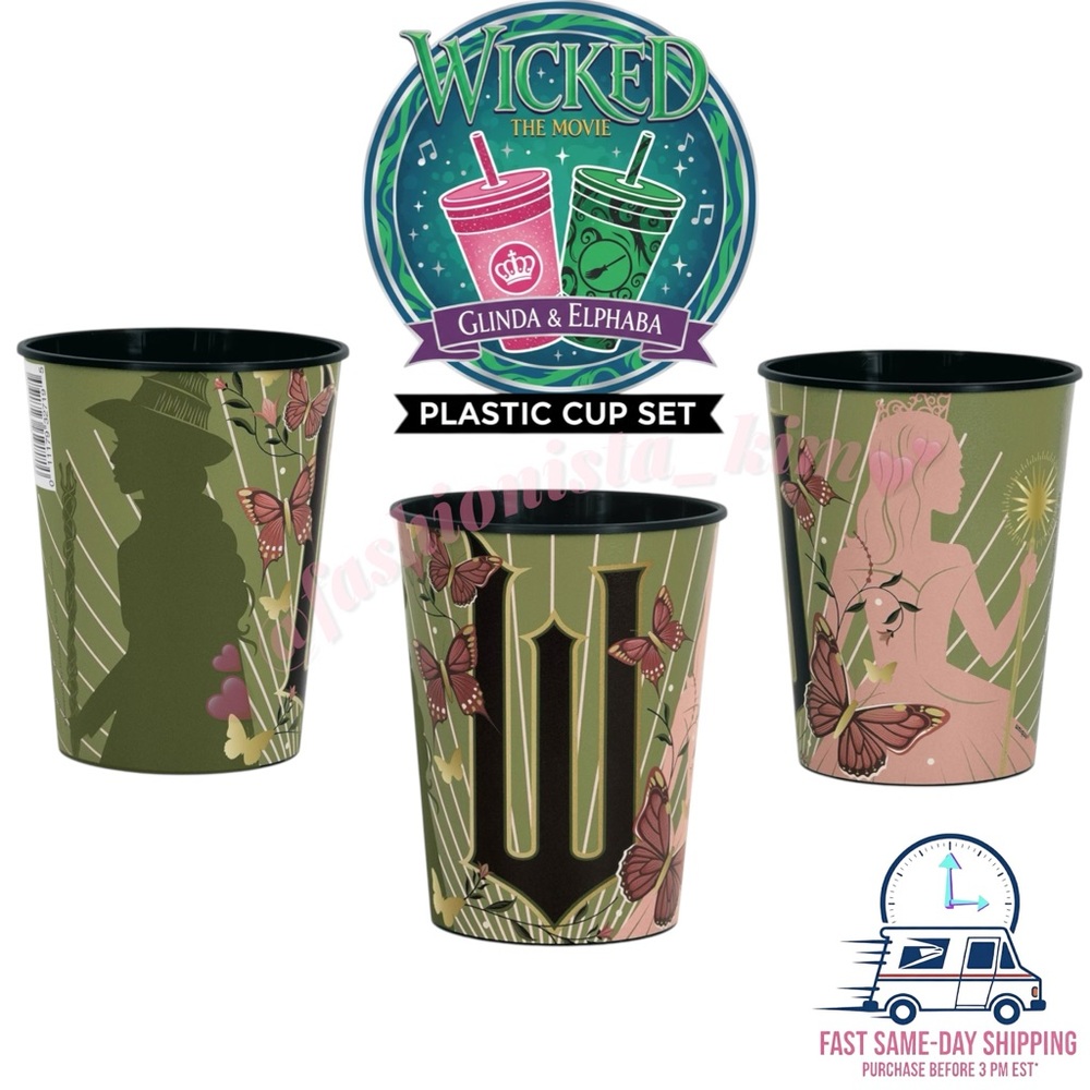 Wicked Movie tumbler Cup Elphaba Glinda set of 3
